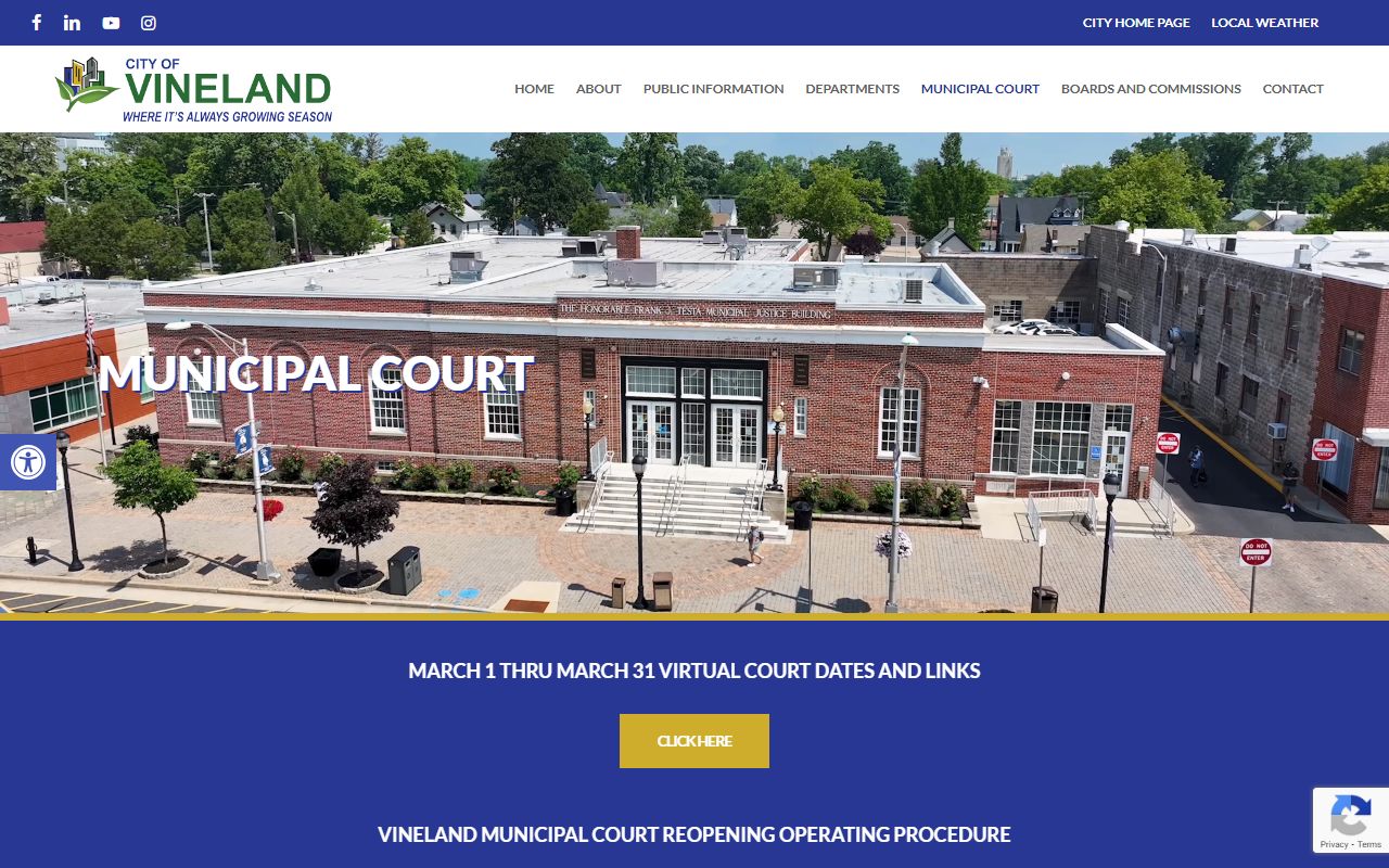 Vineland Municipal Court building where traffic court records are maintained