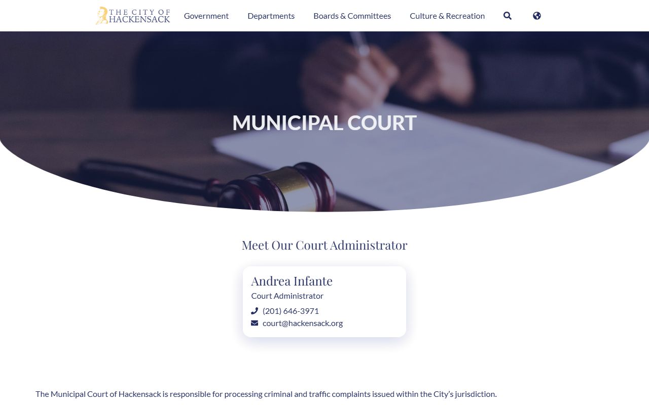 Hackensack Municipal Court for Bergen County traffic court records