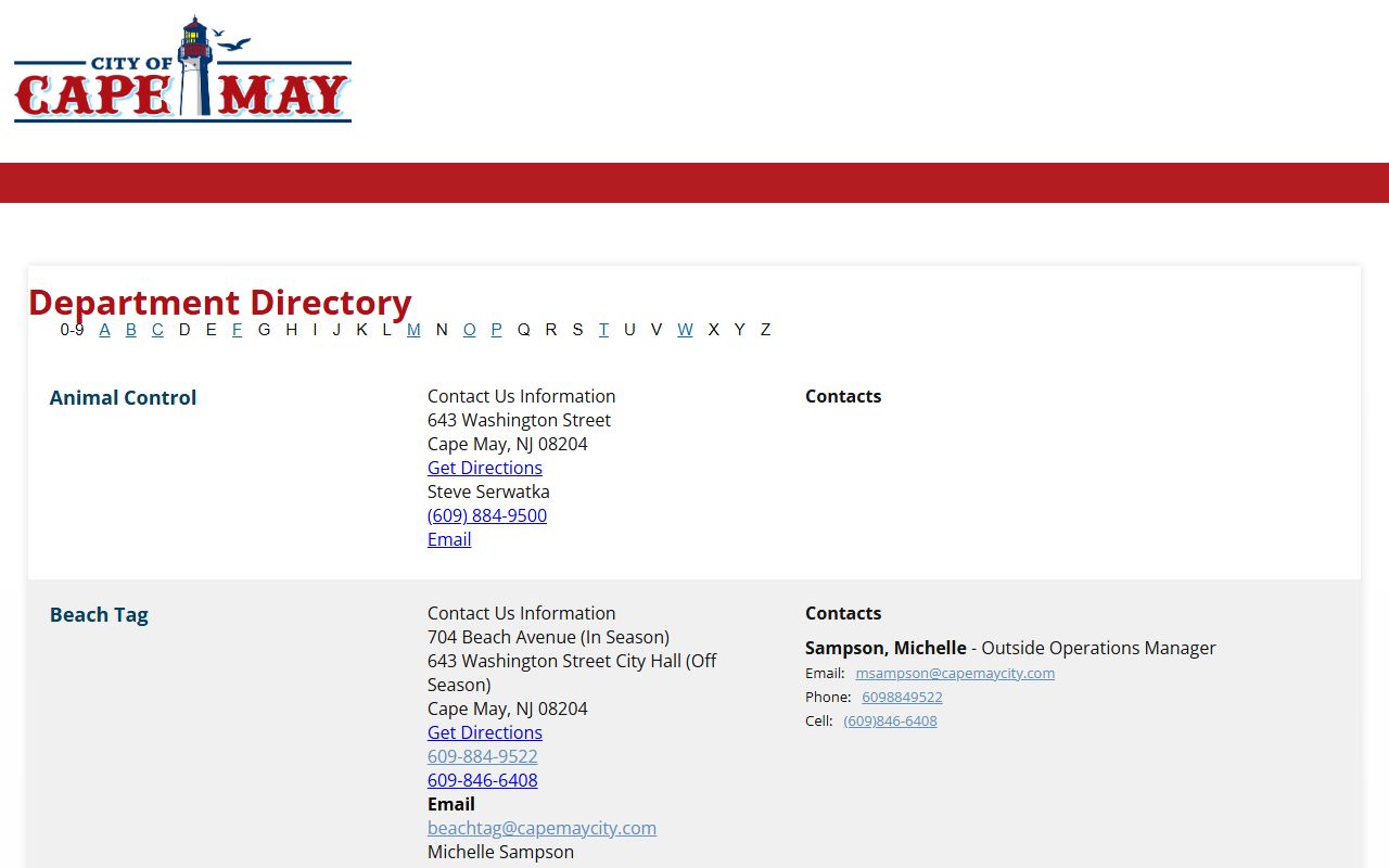 Cape May City Municipal Court website for Cape May County traffic court records