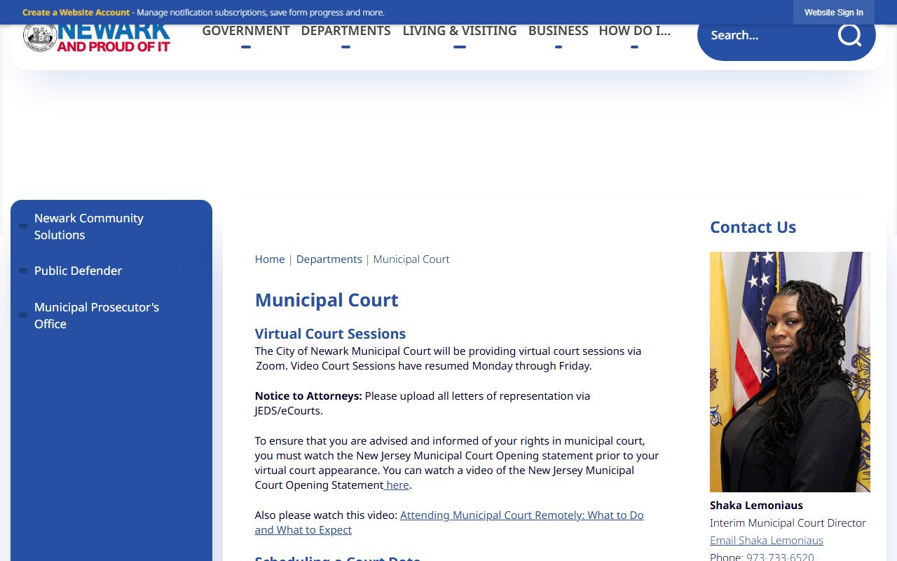 Newark Municipal Court for Essex County traffic court records