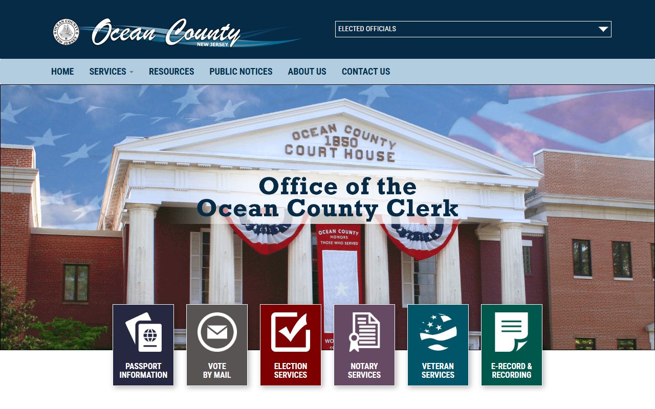 Ocean County Clerk's Office website for traffic court records in Ocean County