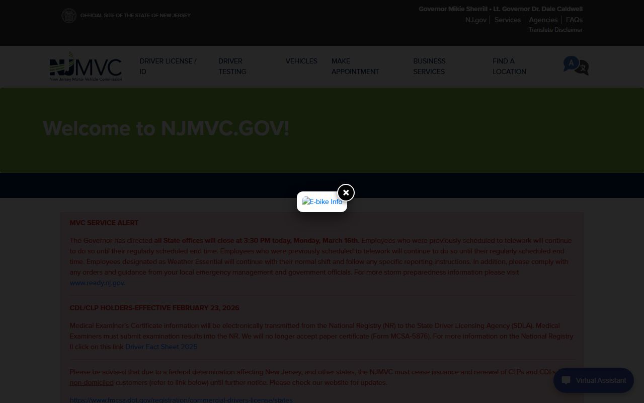 NJ Motor Vehicle Commission points and violations for New Jersey traffic court records